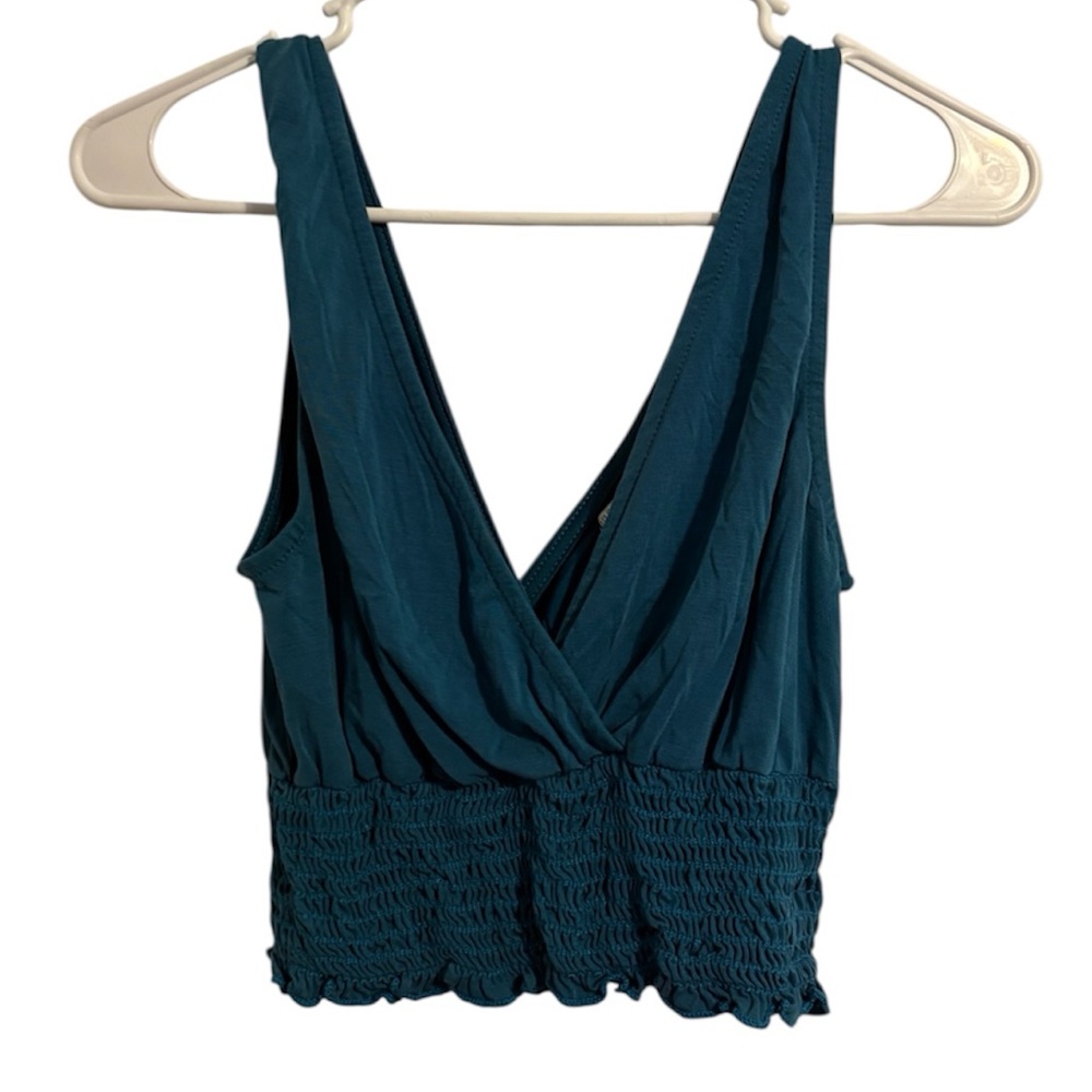 Urban Outfitters Teal Sleeveless Deep V-Neck Crop Sexy Top